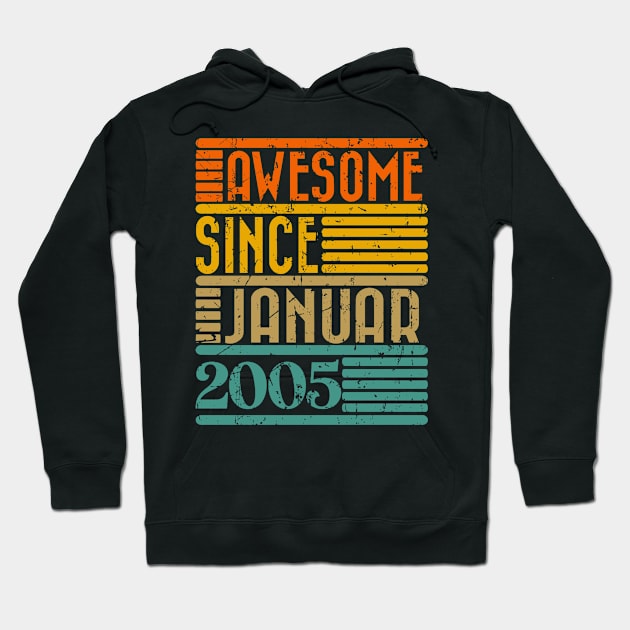 Awesome Since January 2005 19 Years Old 19th Birthday Hoodie by rhazi mode plagget